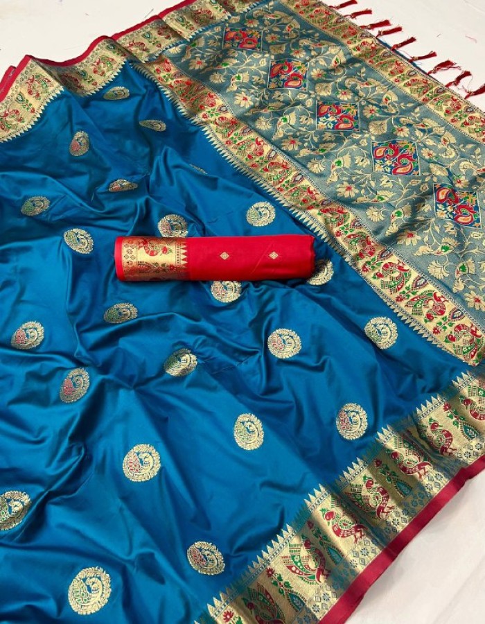 Rama Paithani Silk Saree