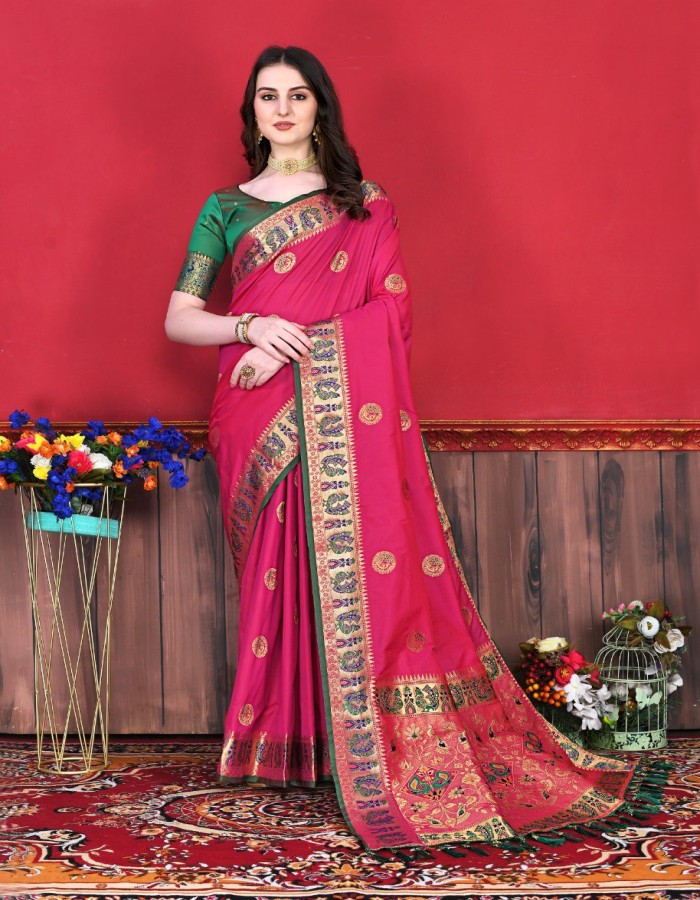 Pink Paithani Silk Saree