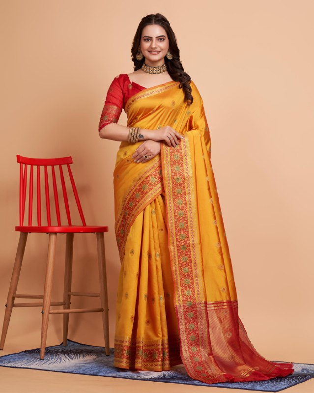 Yellow Color Soft Banarasi Silk Saree