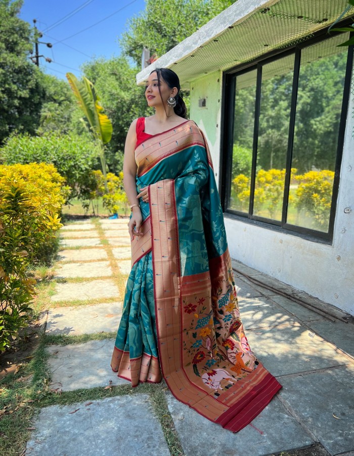Rama Traditional Paithani Silk Saree