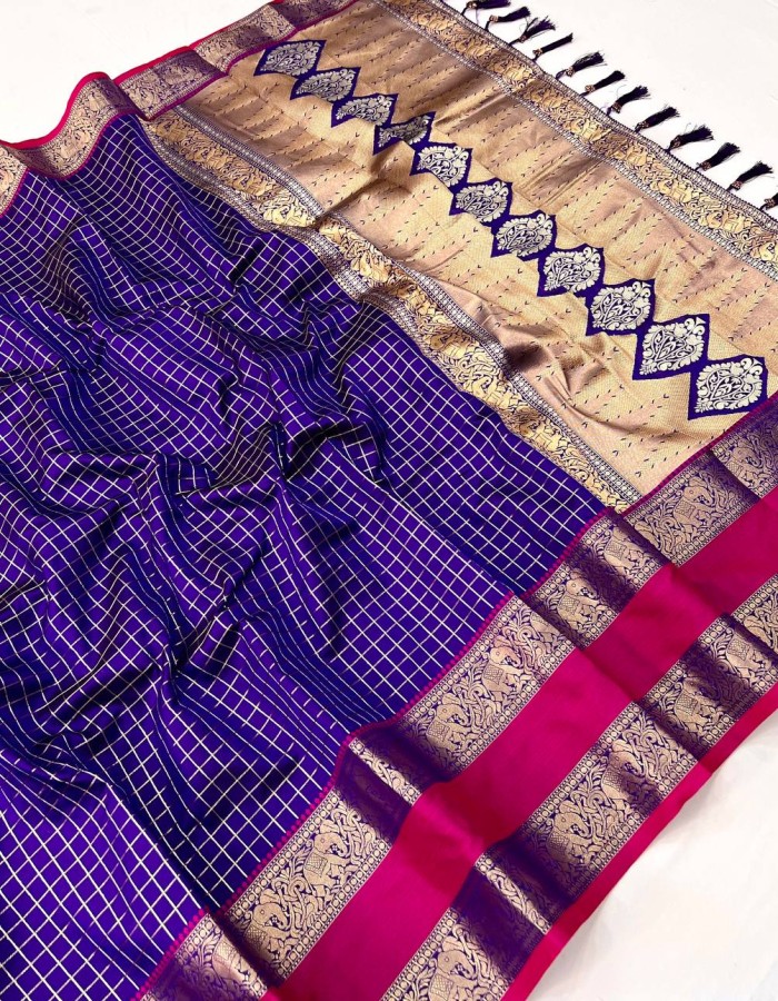 Royal Blue Color Kanjivaram Silk Saree