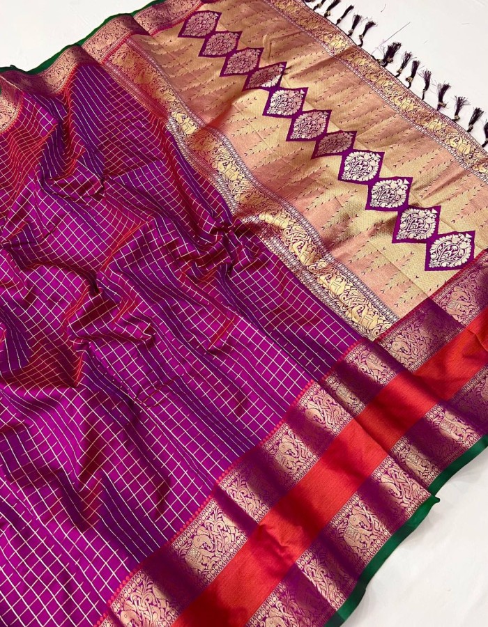 Purple kanjivaram Silk Saree