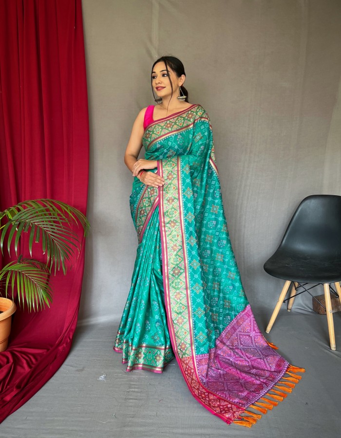 Rama  Color Patola Silk Saree