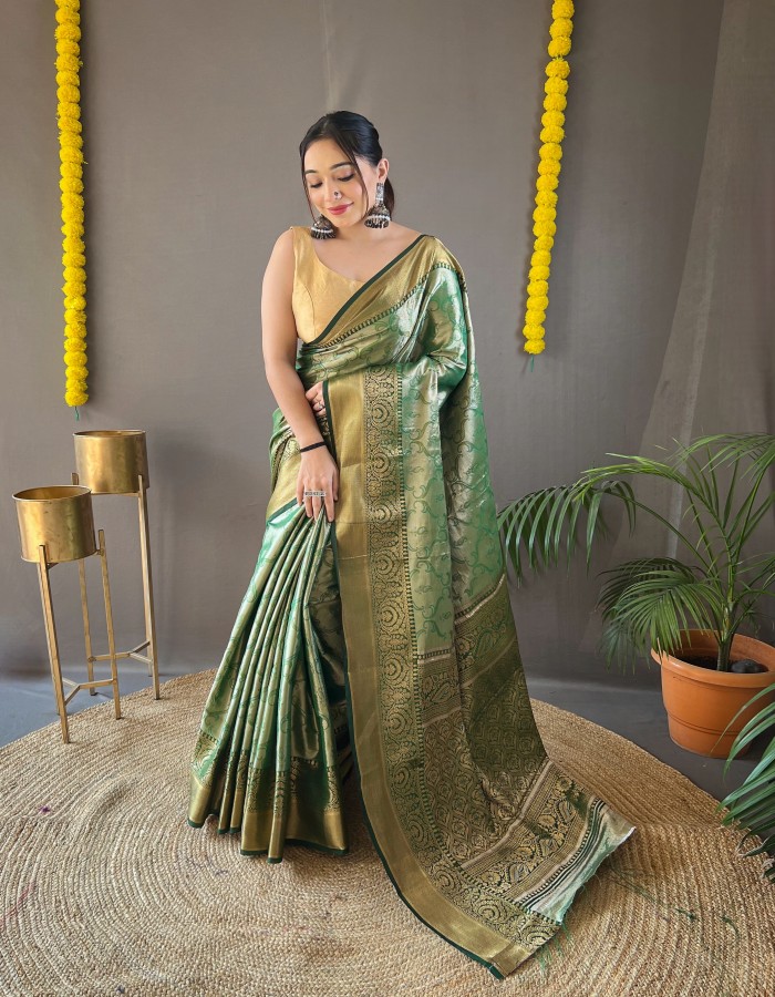 Green Color Kanchipuram Silk Saree