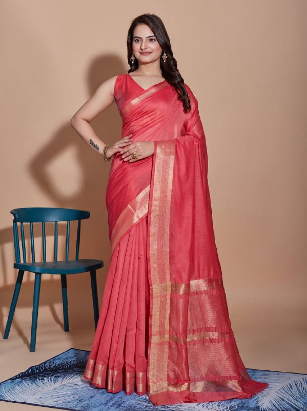 Red Color Cotton Saree