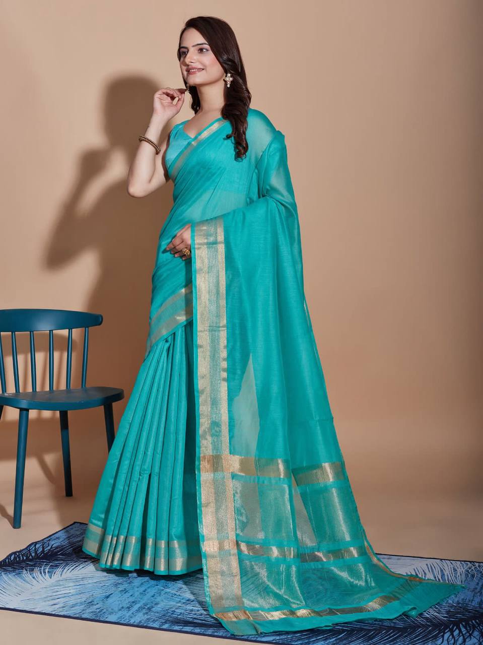 Rama cotton Silk saree