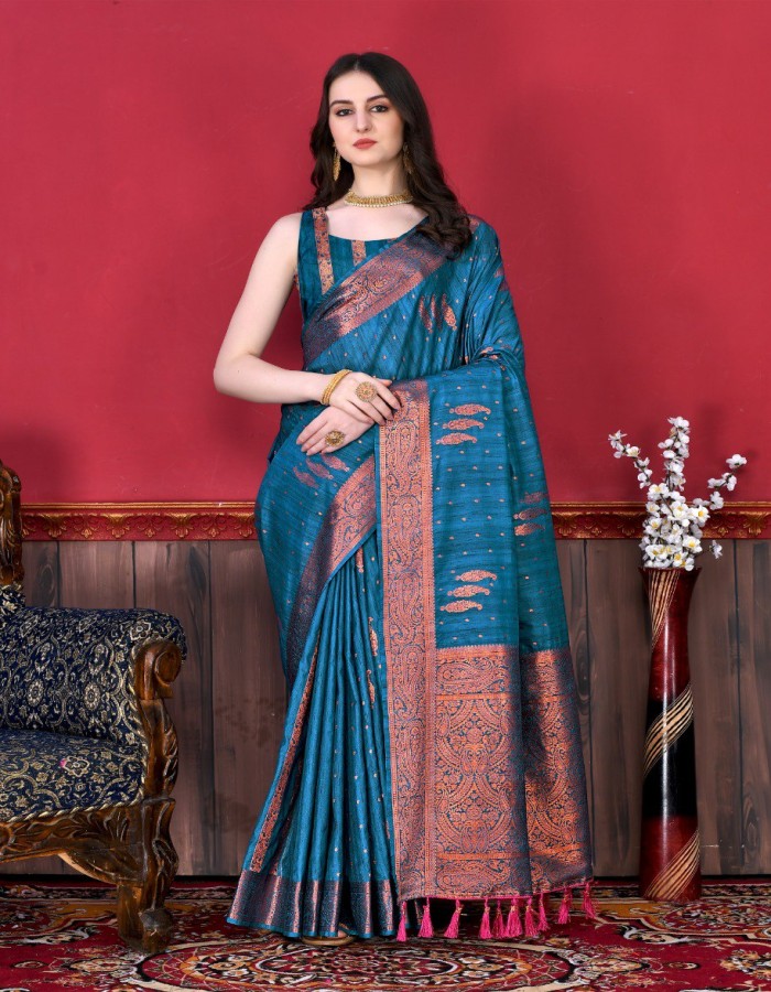 Royal Blue Katan Silk Saree