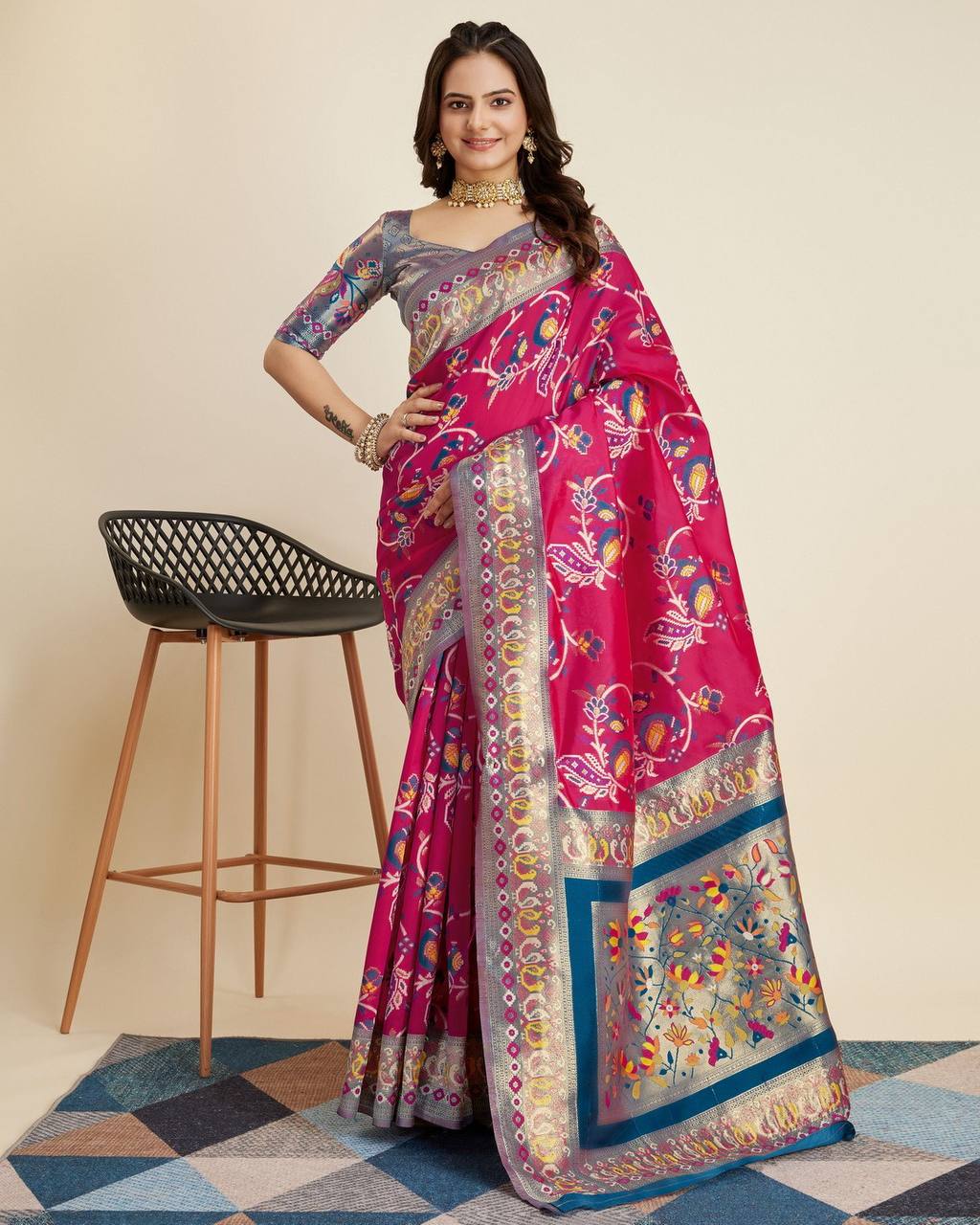 Rani Color Soft Silk Banarasi Silk Saree