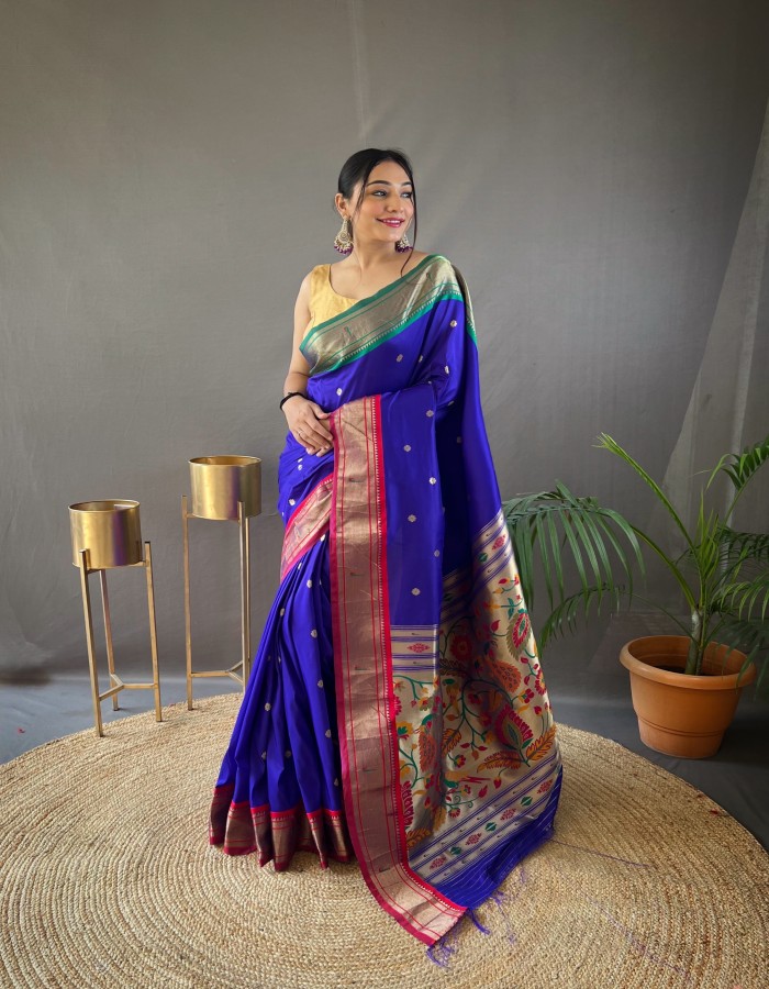 Navy blue Color Paithani Saree