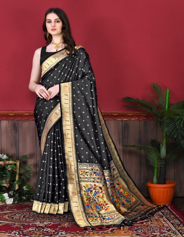 Black Color paithani  Silk Saree