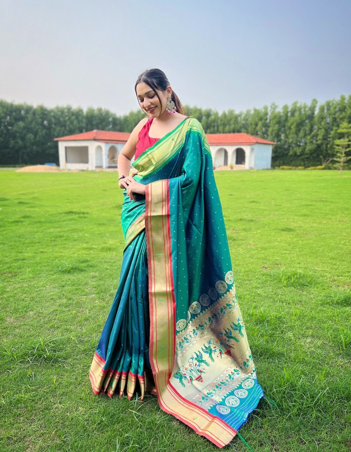 Green Soft Paithani Silk Saree