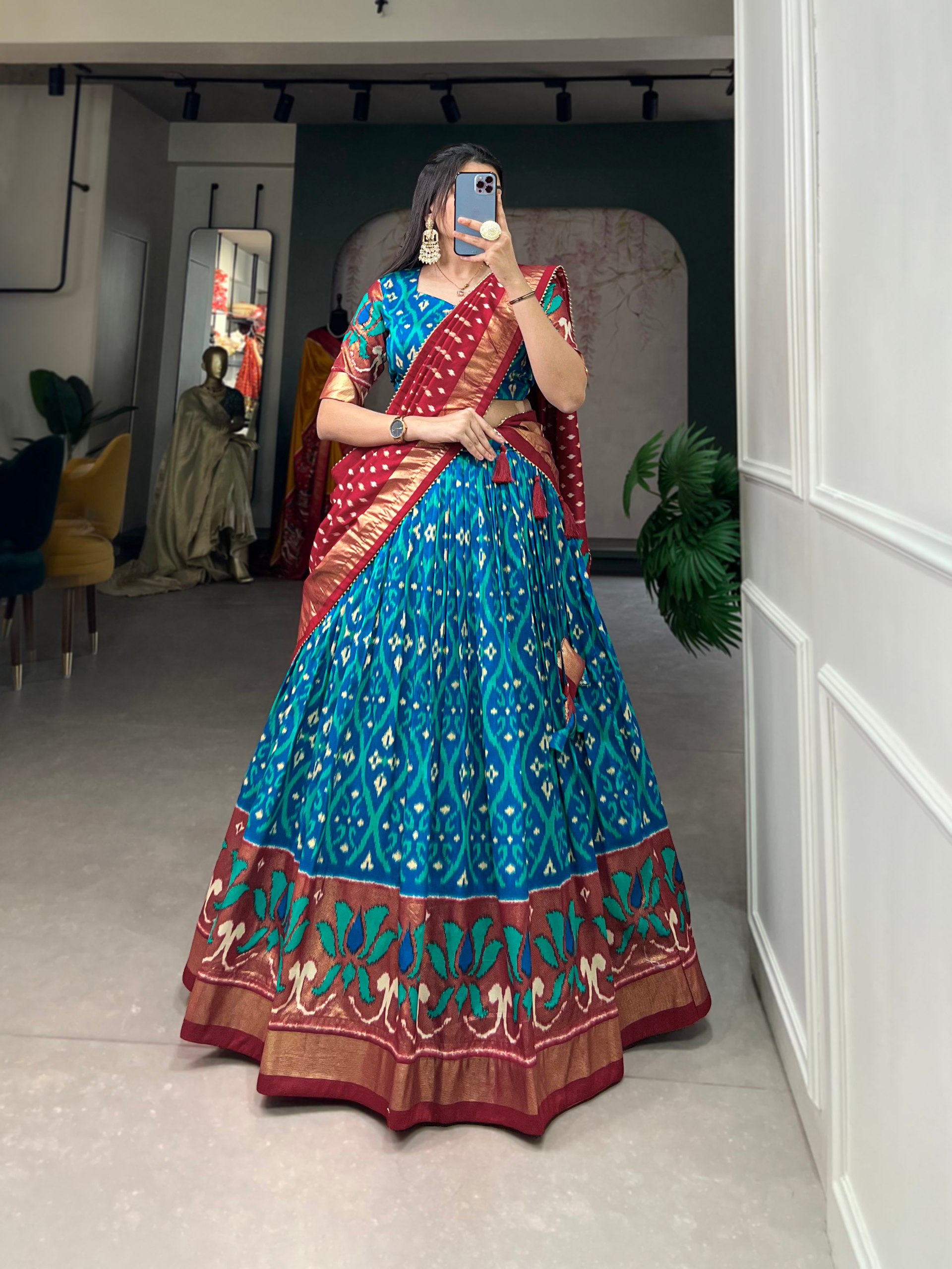 Firozi Color Printed  Lahenga Choli