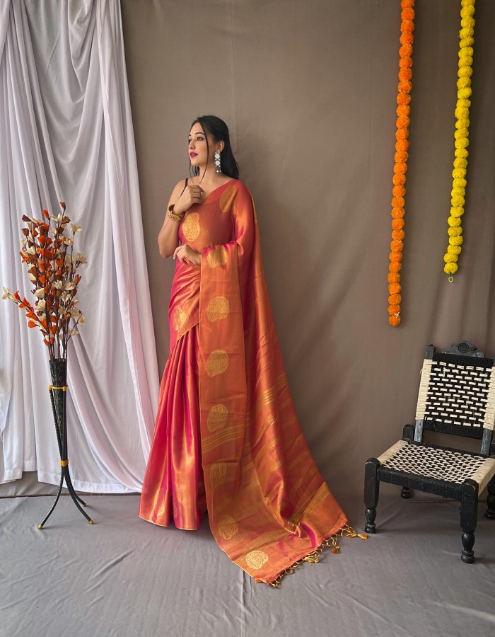 Pink Soft Tissue Silk Saree