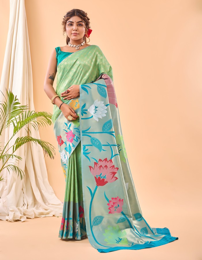 Green Color Soft Paithani Silk Saree