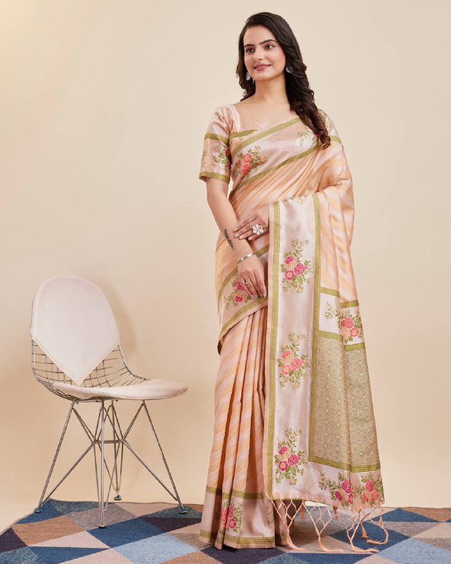 Peach Color Banarasi Silk Saree