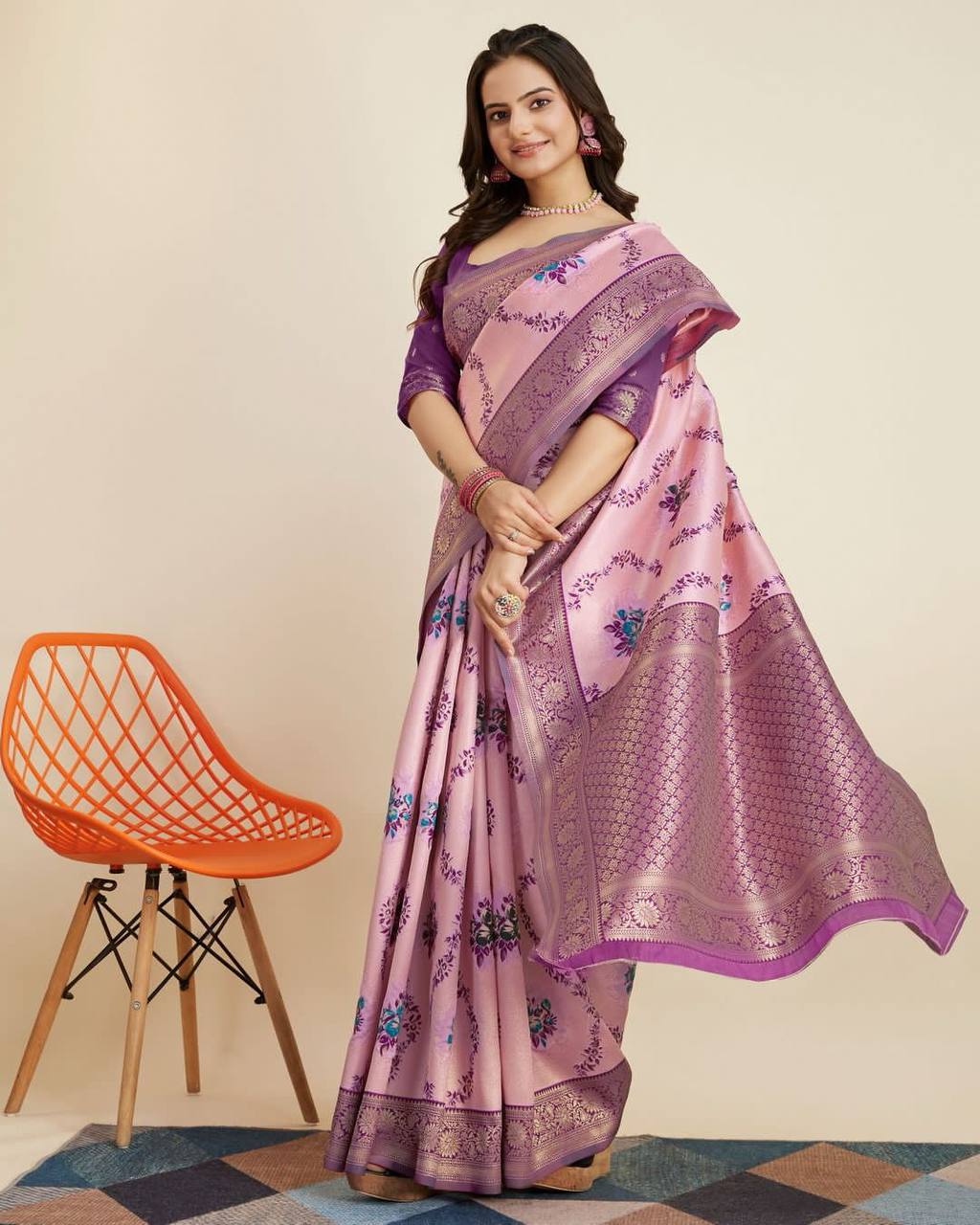 Purple Color Soft Kanjivaram Silk Saree