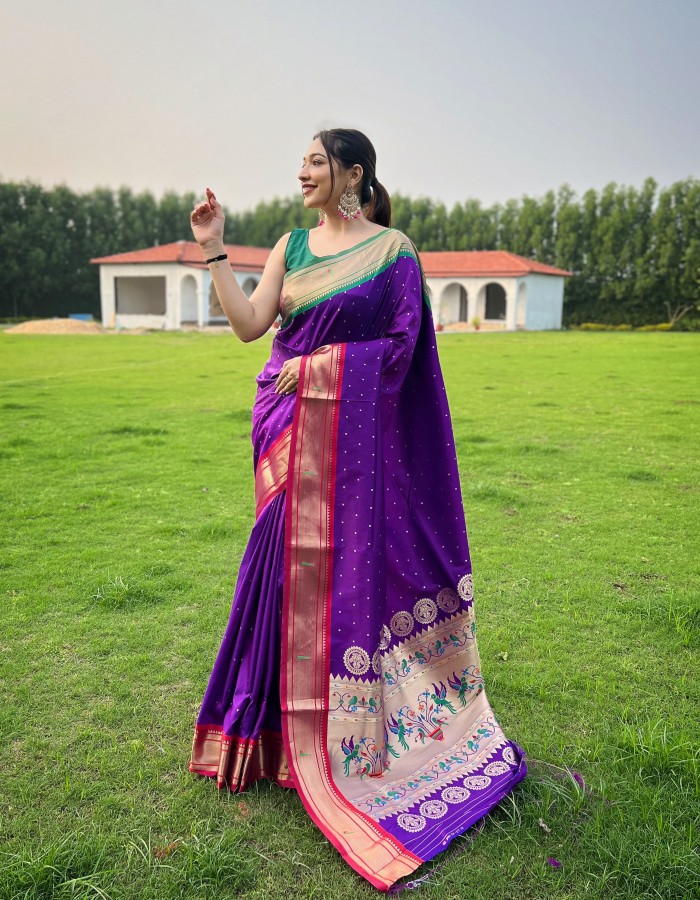 Royal Blue Soft Paithani Silk Saree