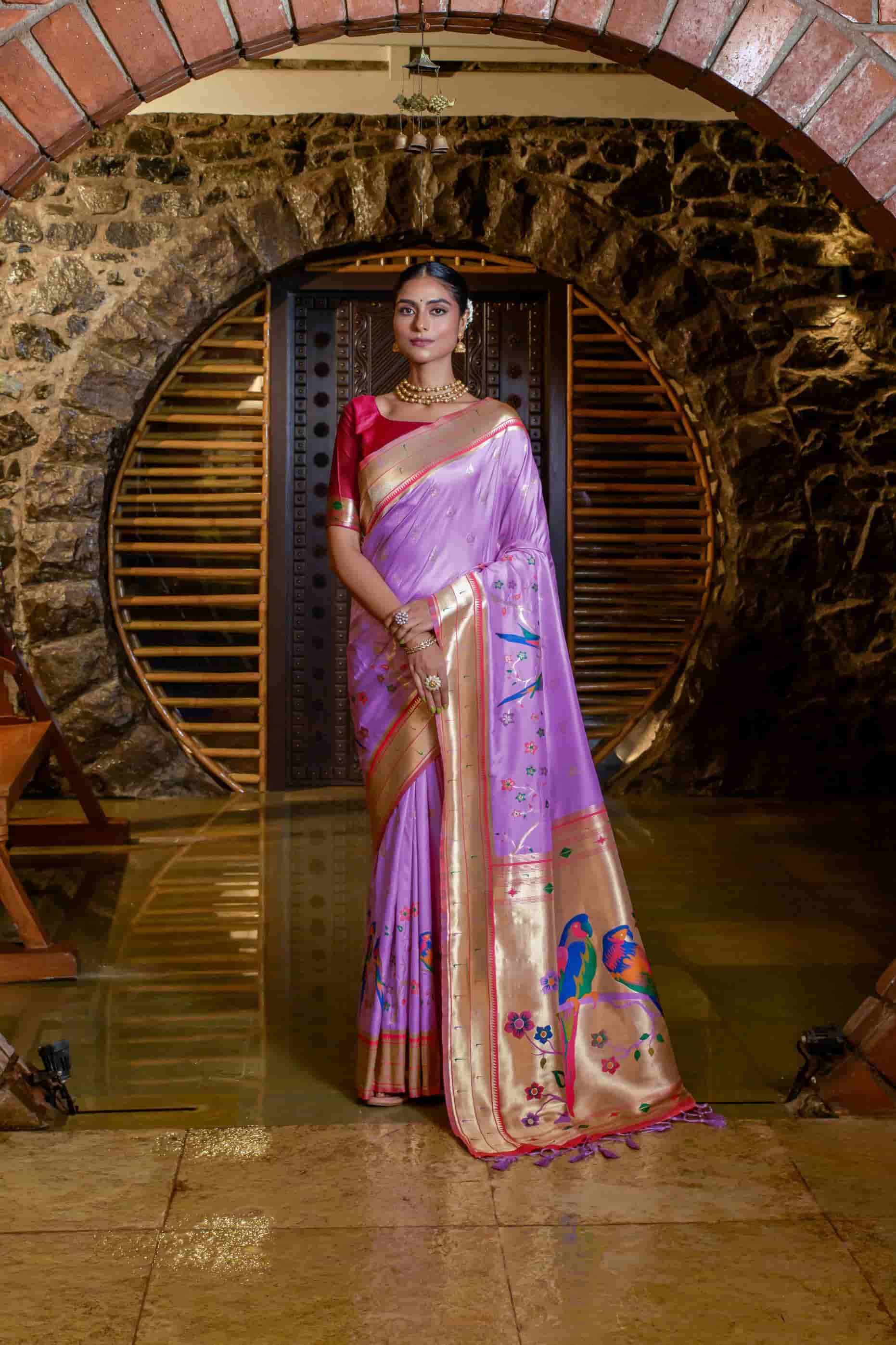 Violet Banrasi Paithani Silk Saree