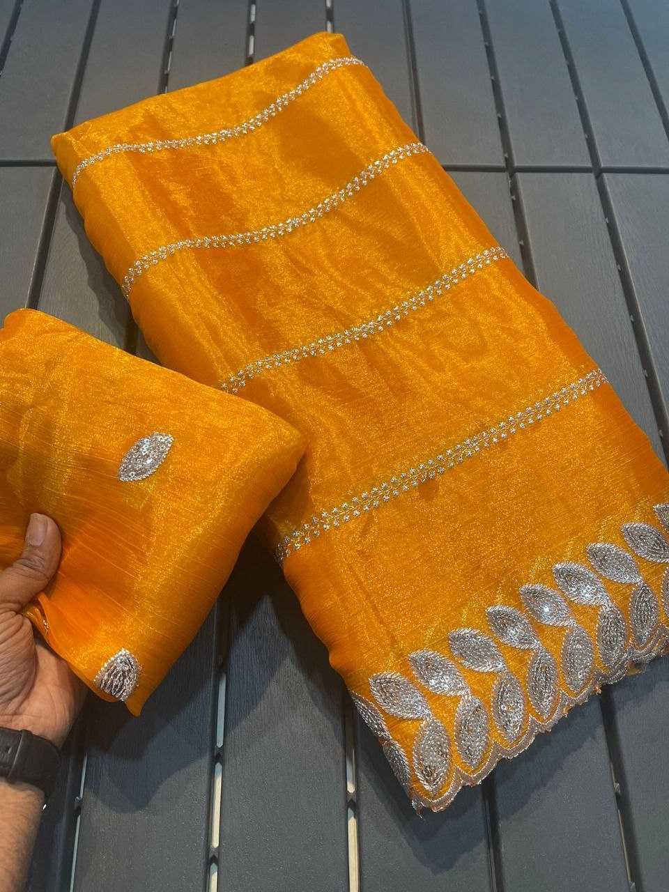 Yellow Zimmy chu Work Saree