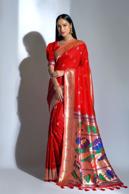 Red Paithani Silk Saree