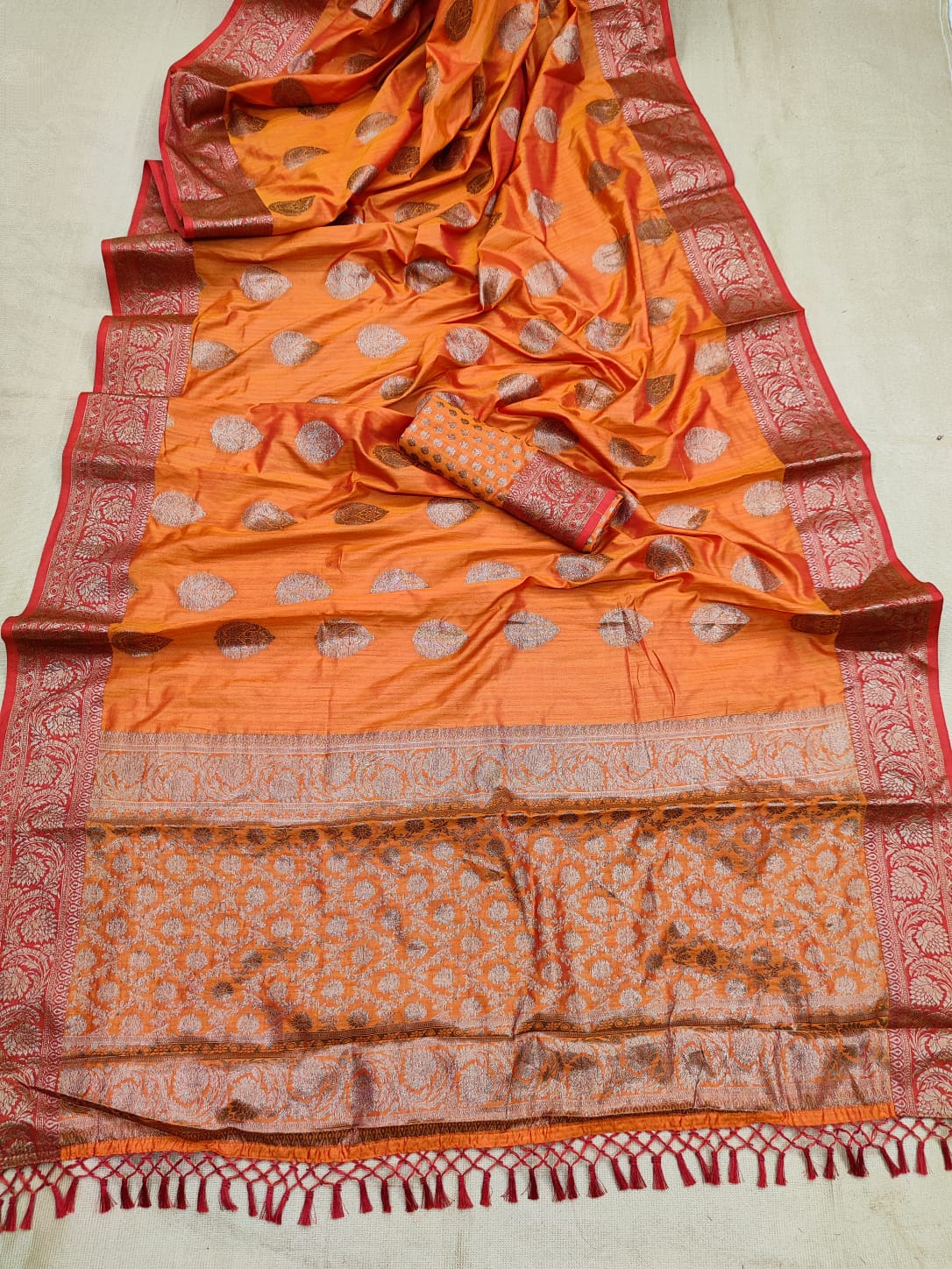 Orange Color Banarasi Silk Saree