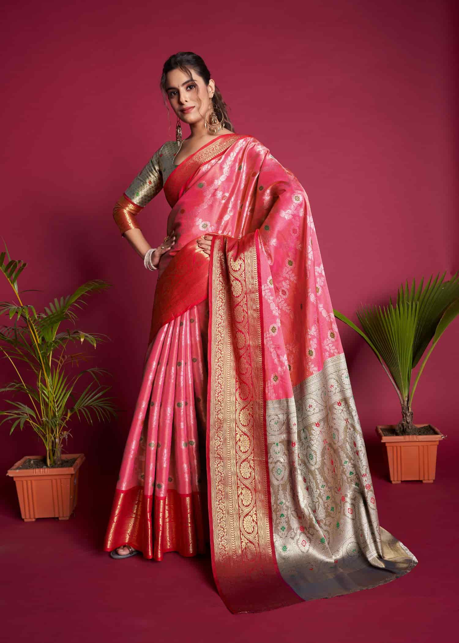 Pink Color Kanjivaram silk Saree