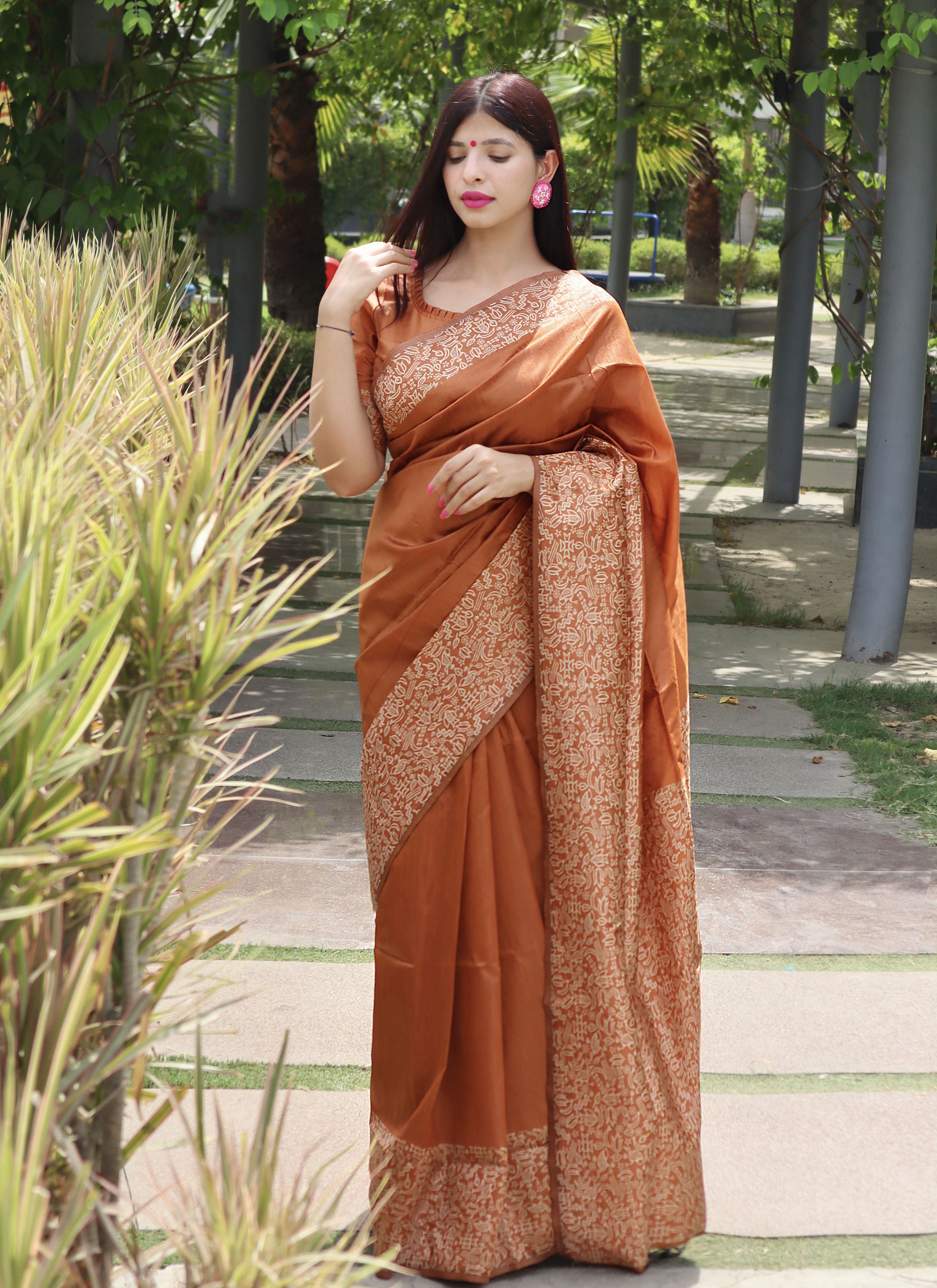 Mustard Handloom Raw Silk saree