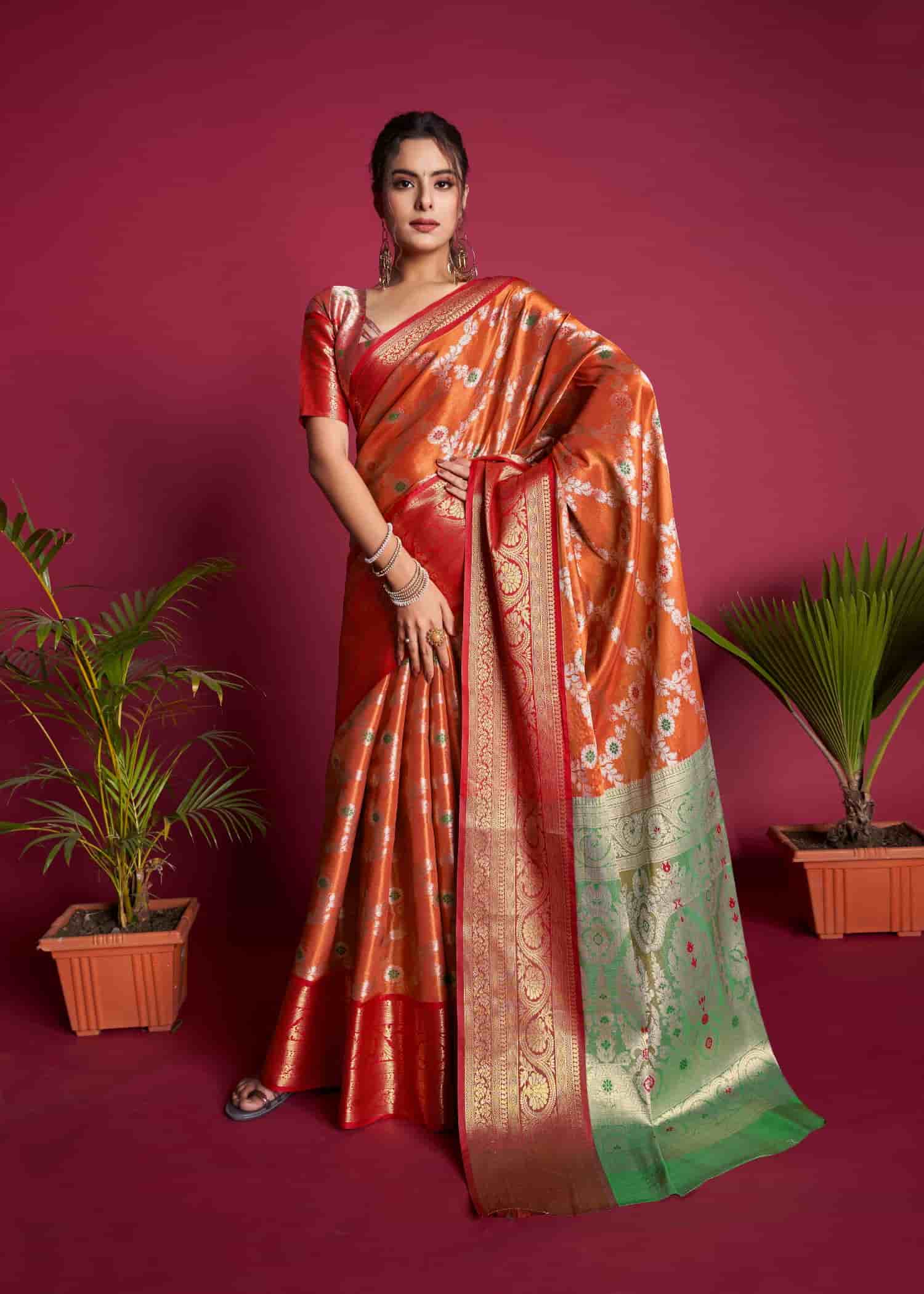 Orange Pure Kanjivaram Saree