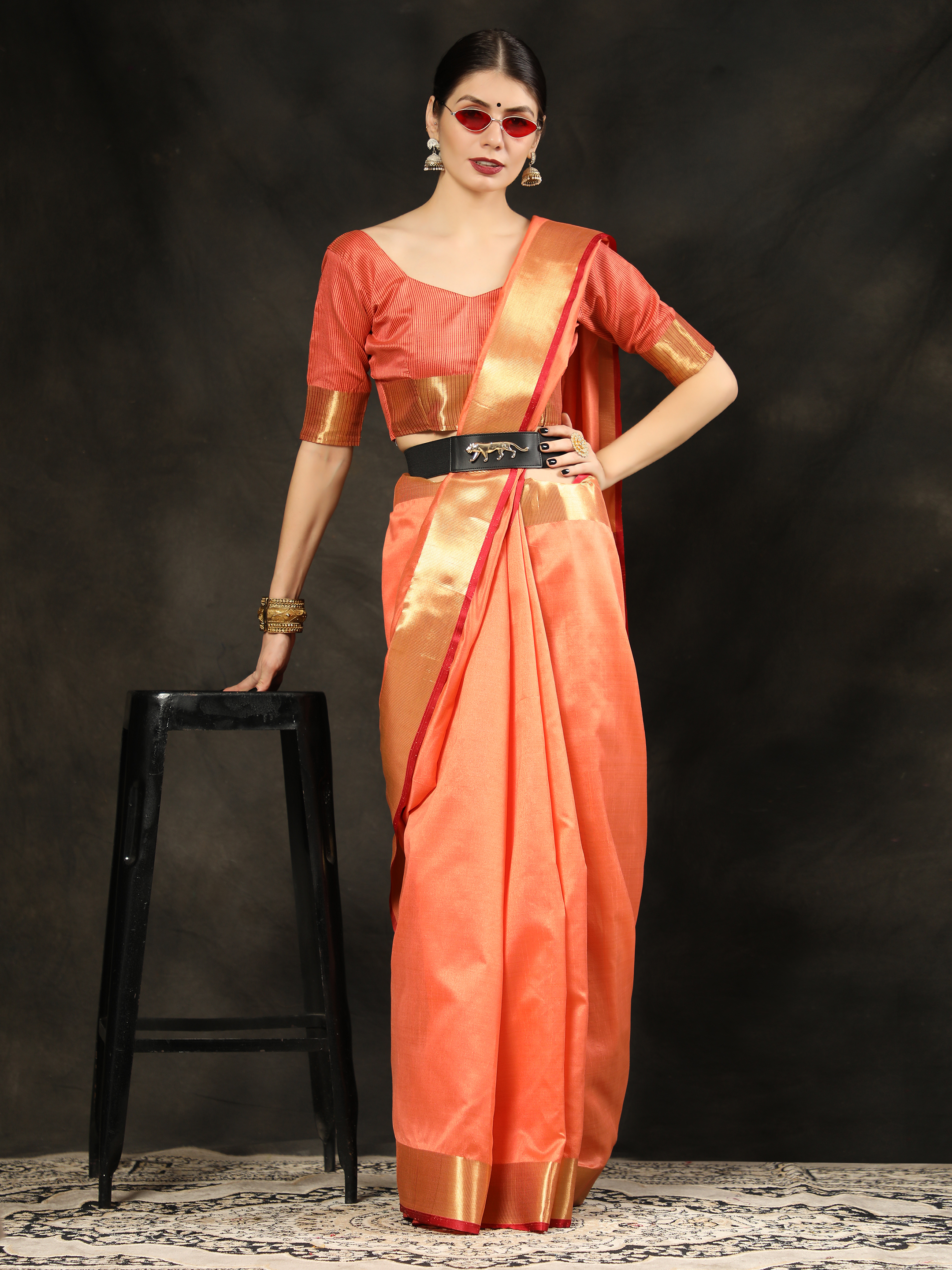 Peach Color Asam Silk Saree