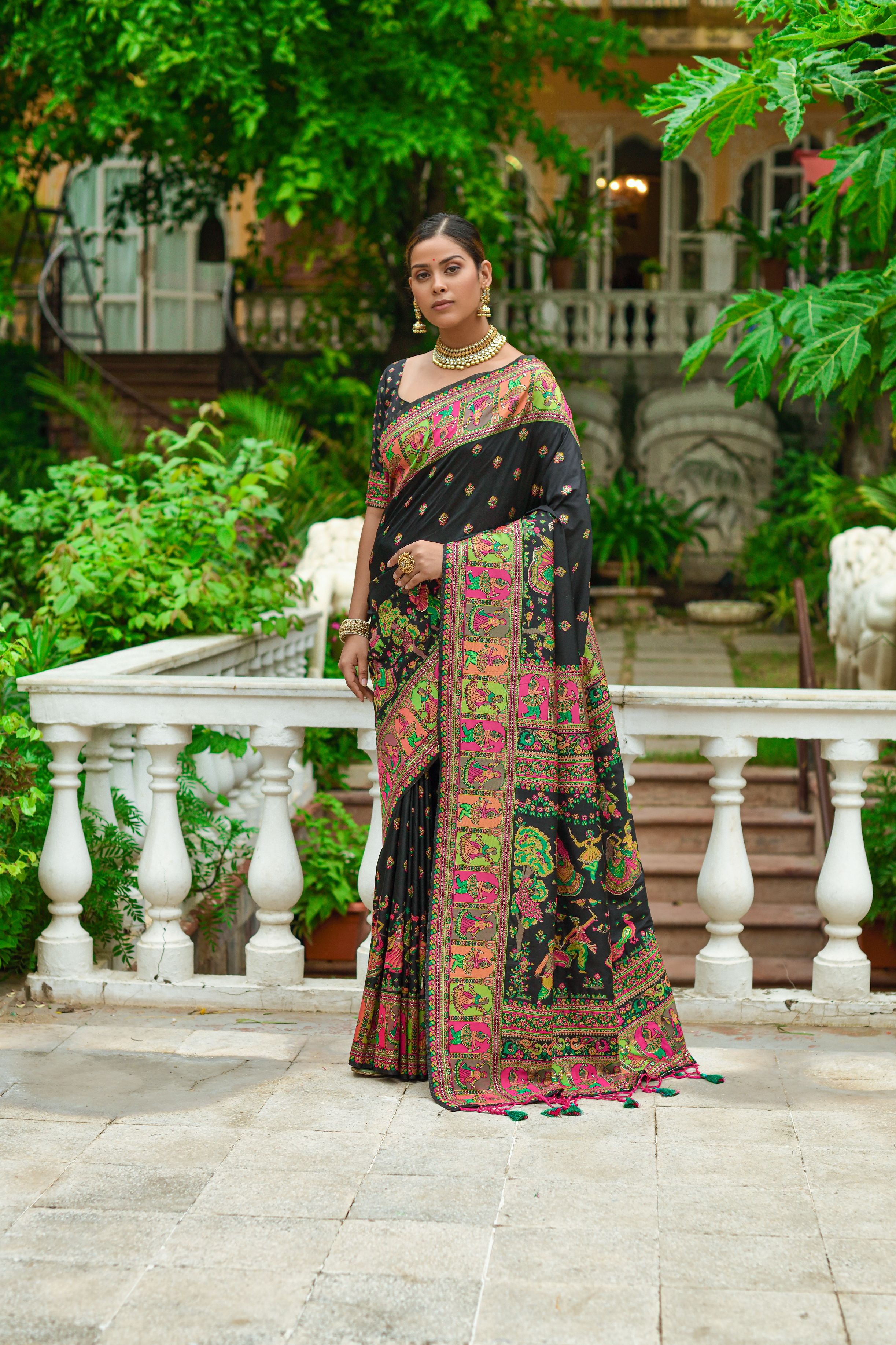 Black Color Kashmiri Silk Saree