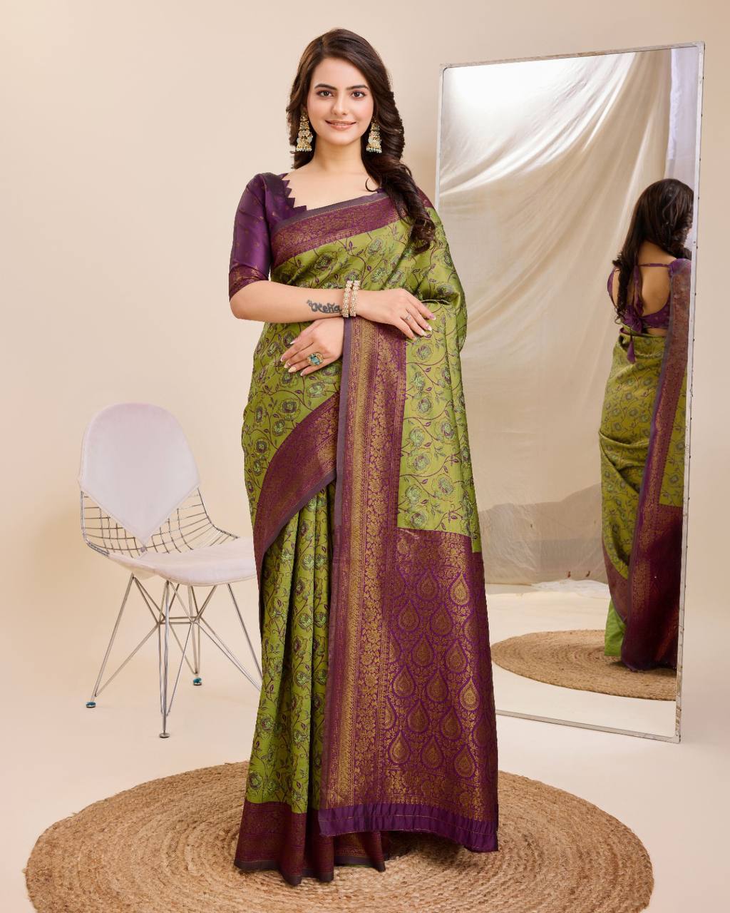 Pista Green Kanjivaram Rich Pallu Saree