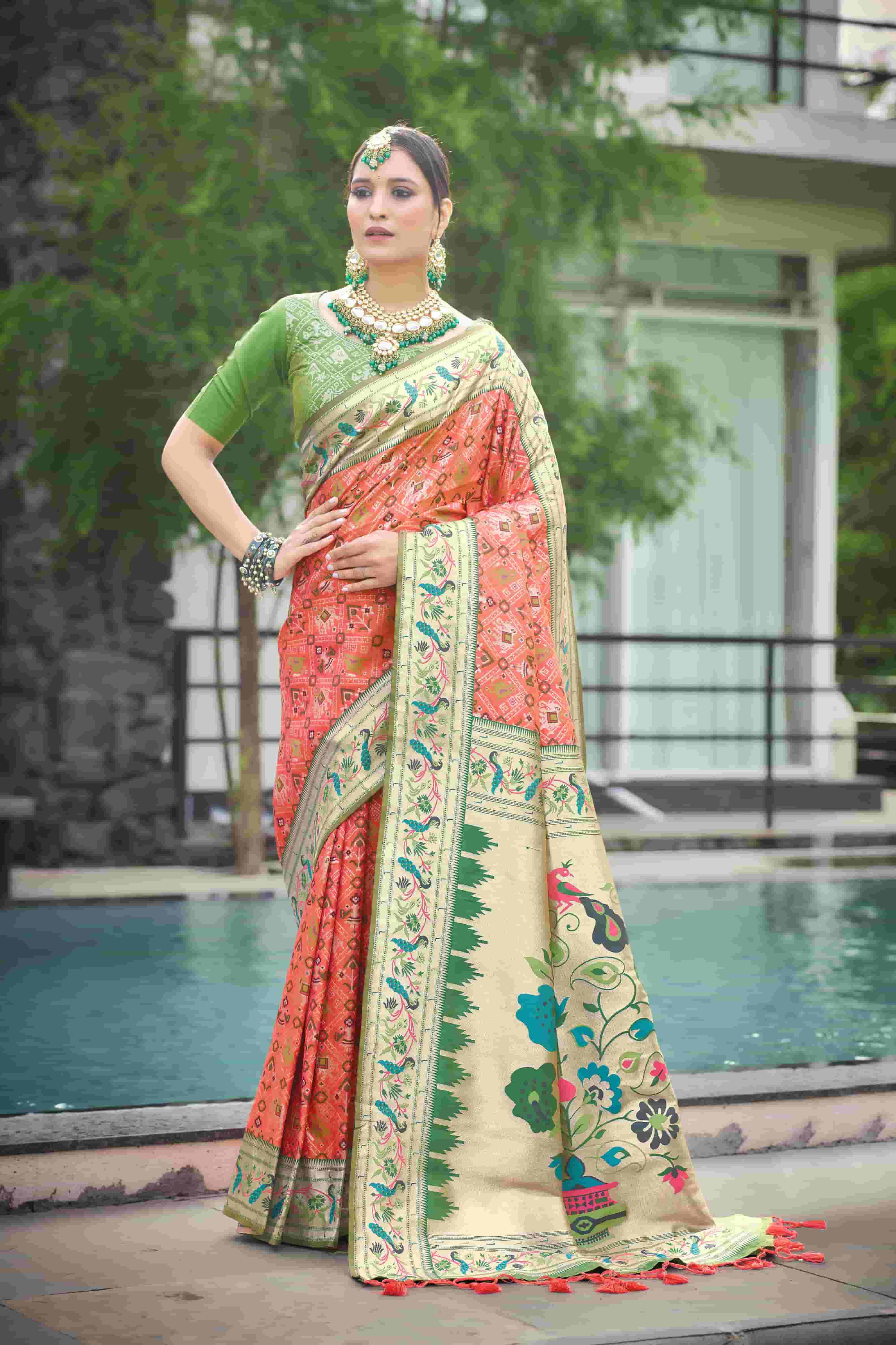 Organza Color soft Silk Patola Saree