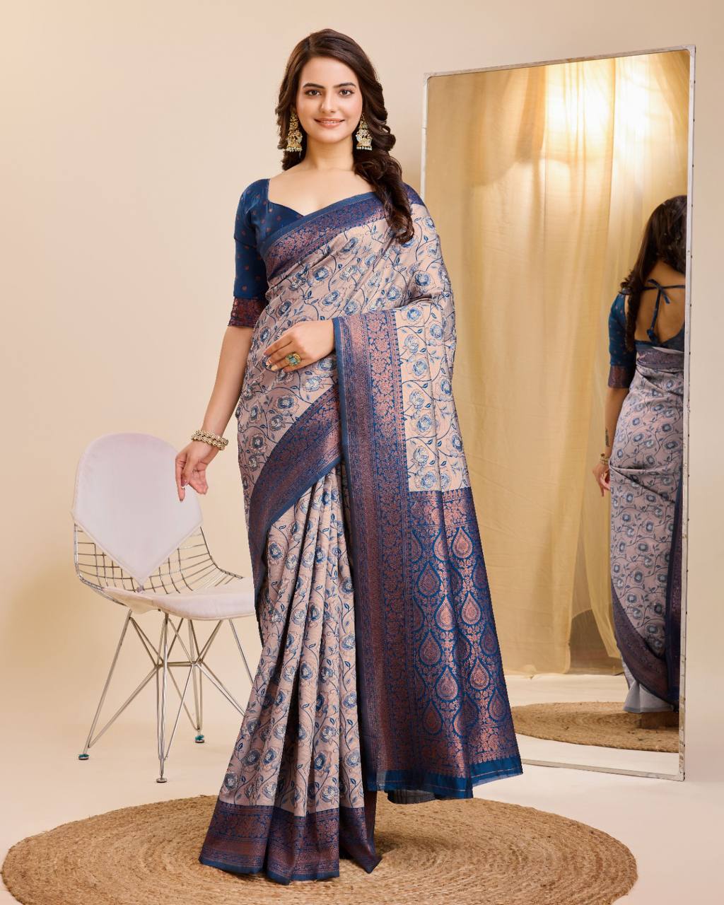 Gray  Kanjivaram Silk Saree