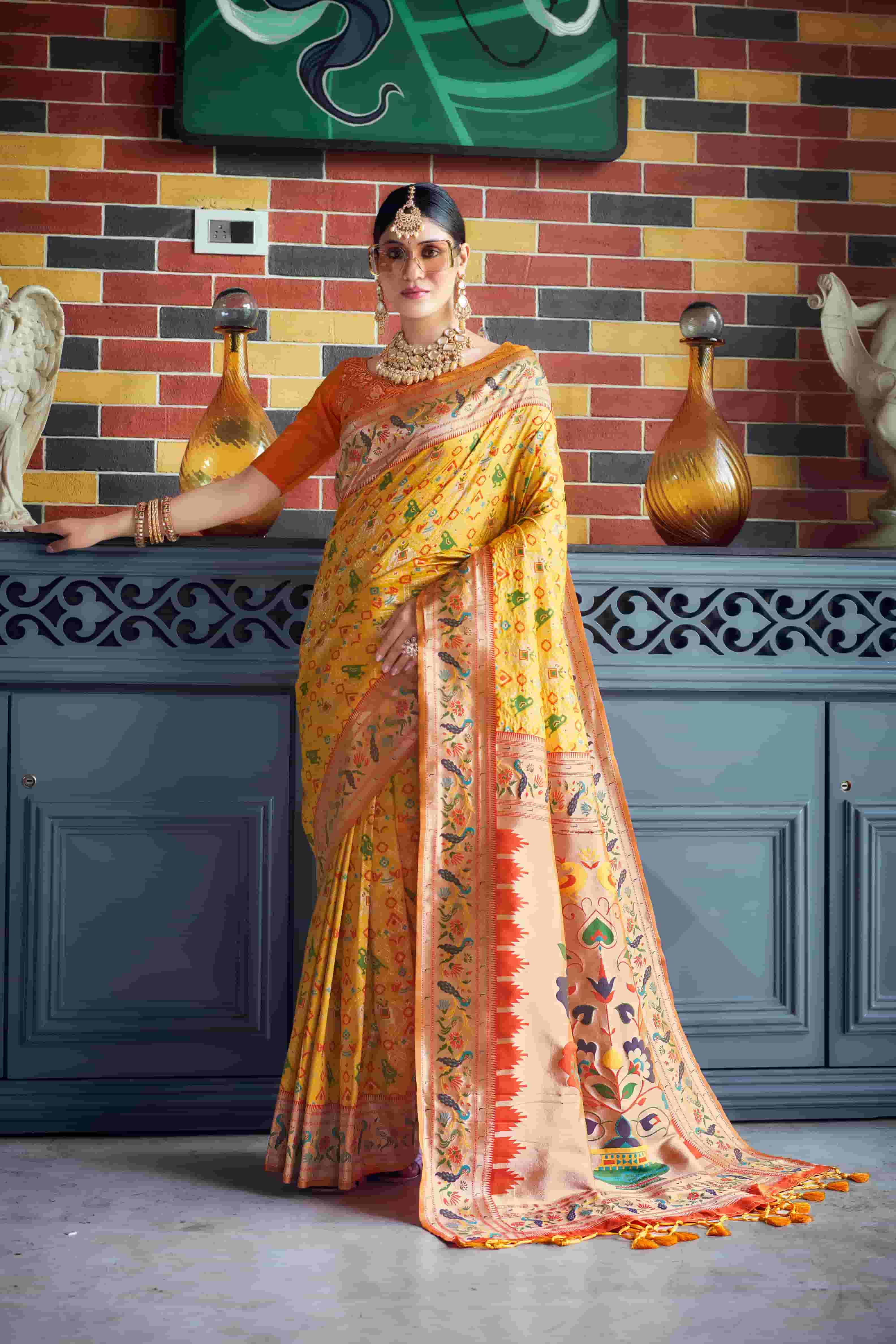 Yellow Color Pure Patola Silk Saree