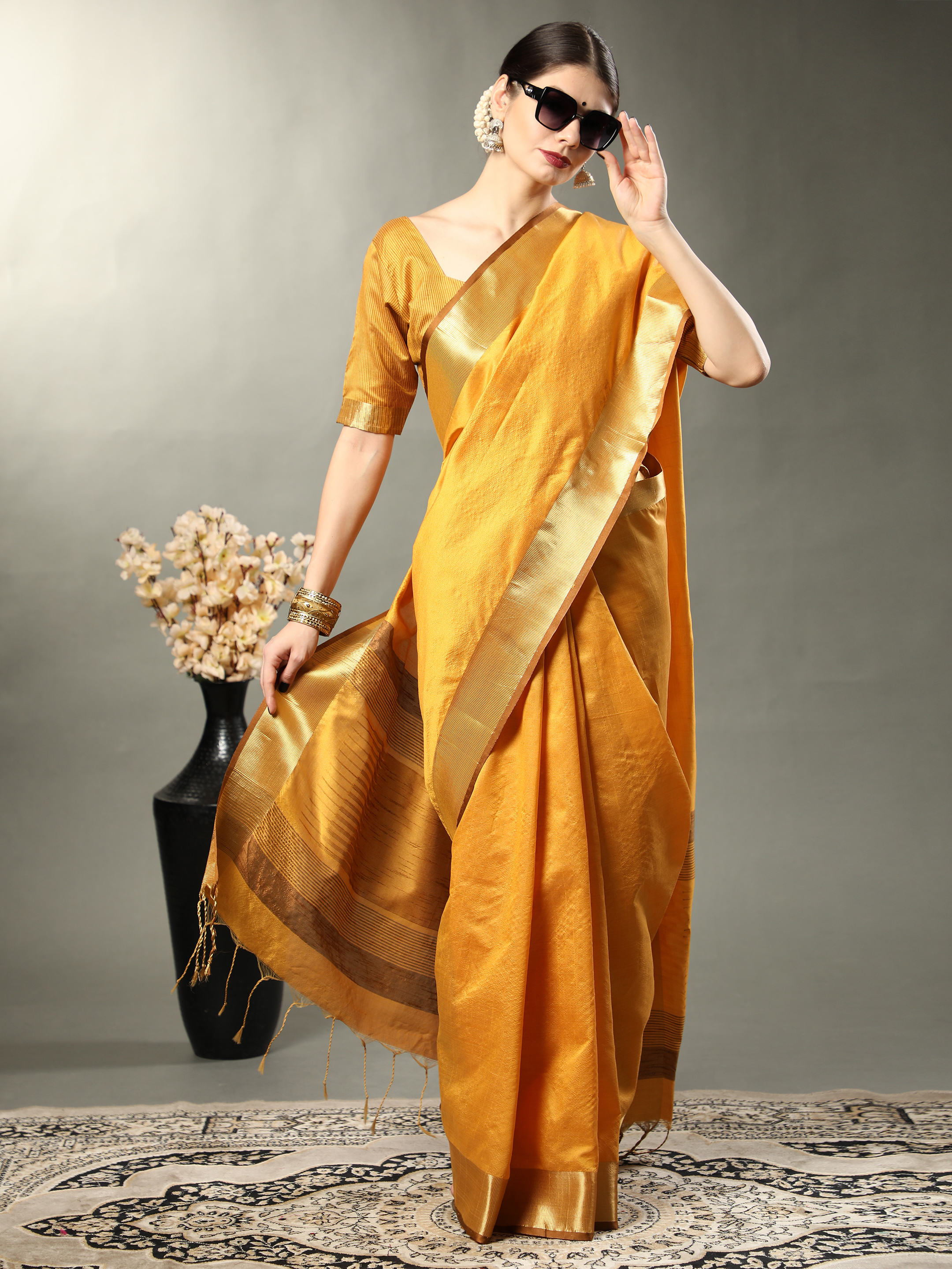 Yellow Assam Silk Saree