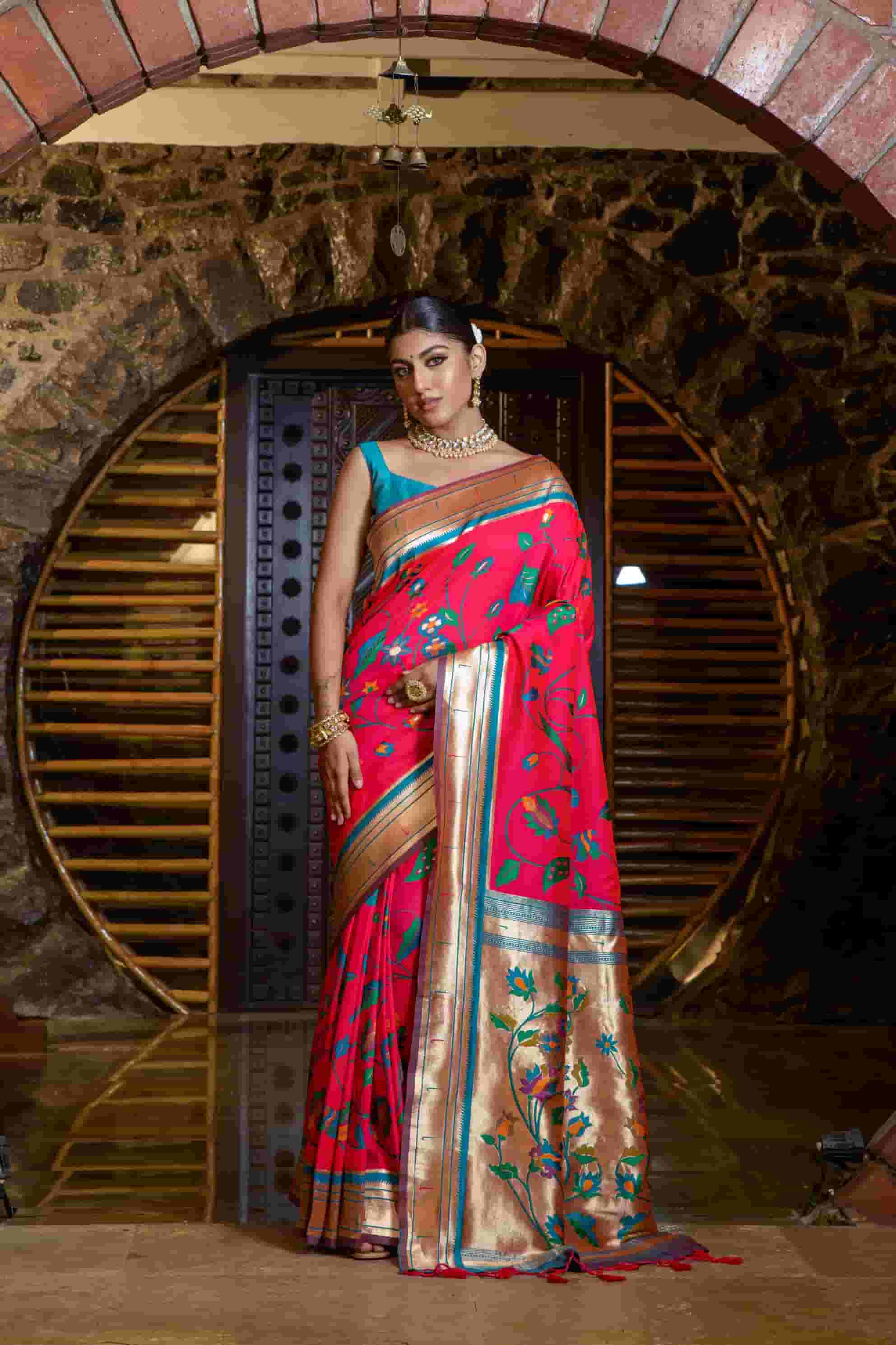 Rani soft Banarasi Paithani Silk Saree