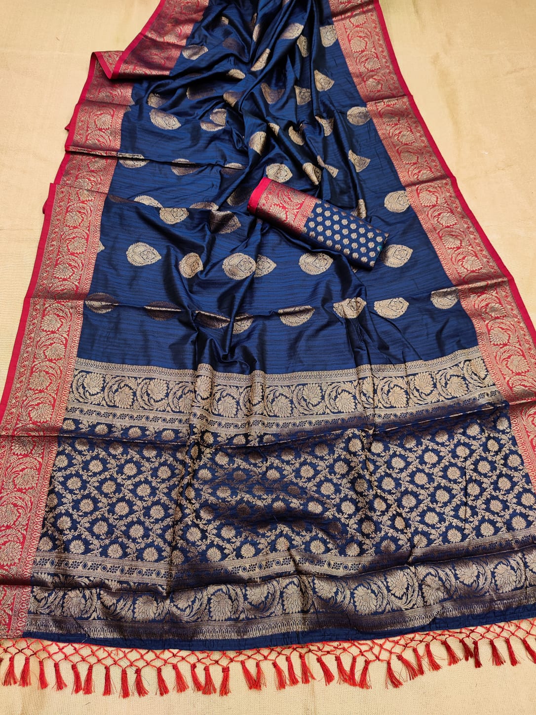 Navy Blue Banarasi Saree