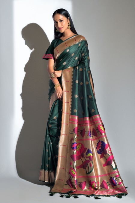 Green Paithani Silk Saree