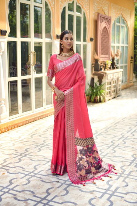 Pink  Cotton Silk Sequence Work