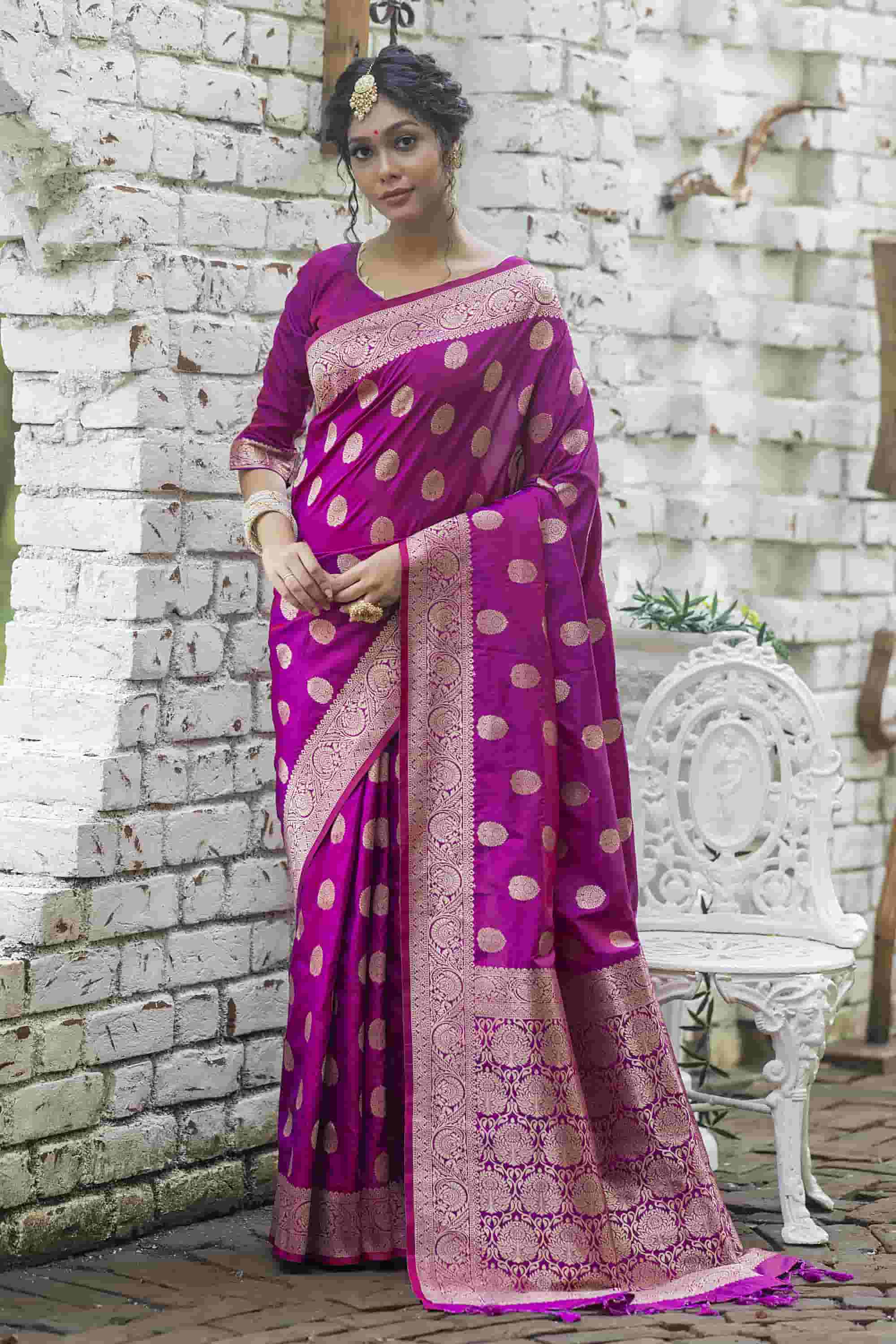 Purple Banarasi Silk Saree