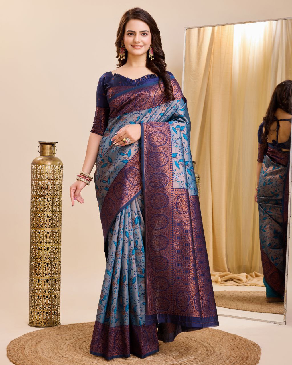 Rama Color Kanjivaram Silk Saree