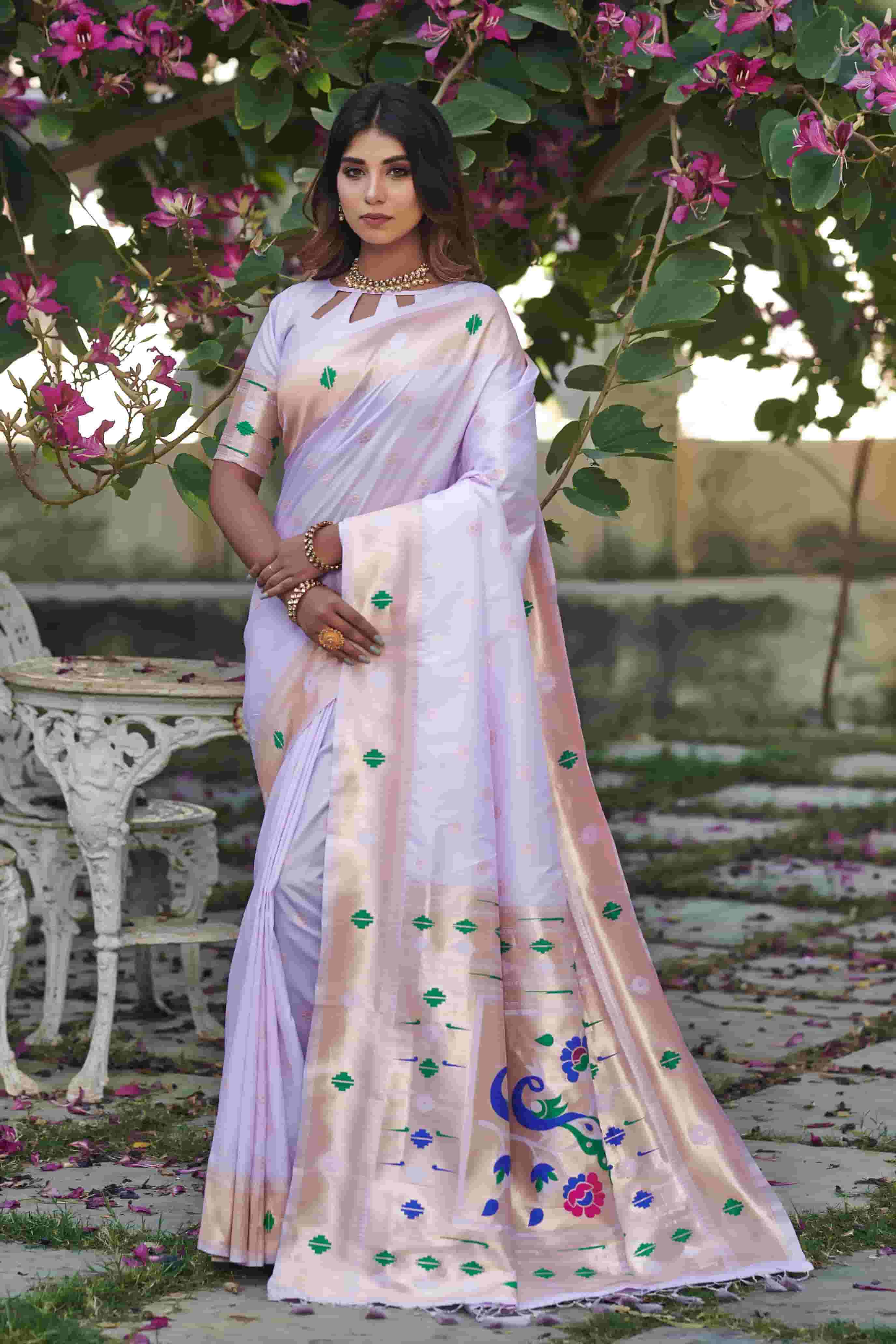 Lovender Color Paithani Silk Saree