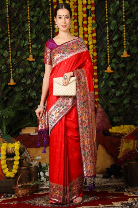 Red Color Paithani saree