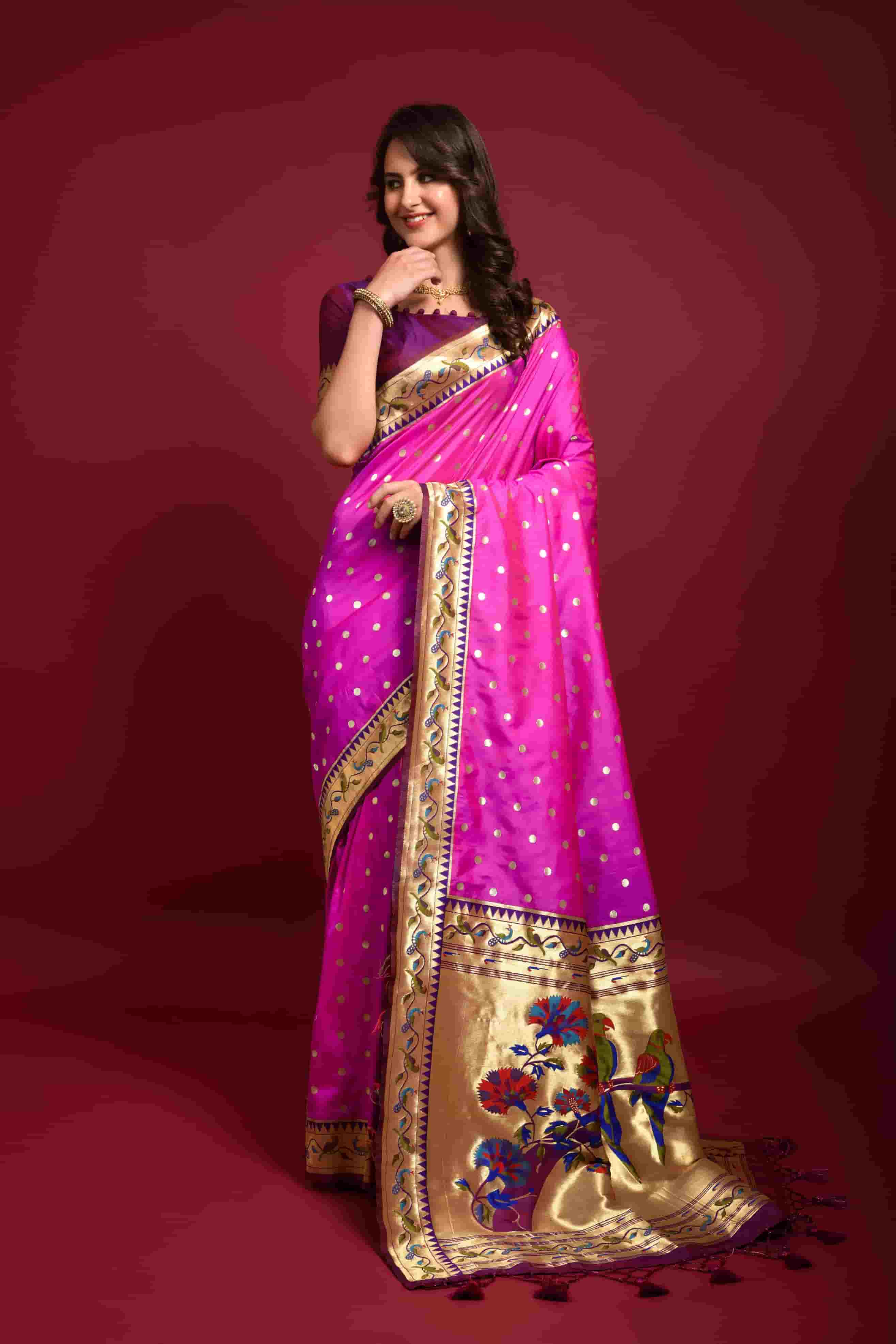 Megenta Paithani Silk Saree