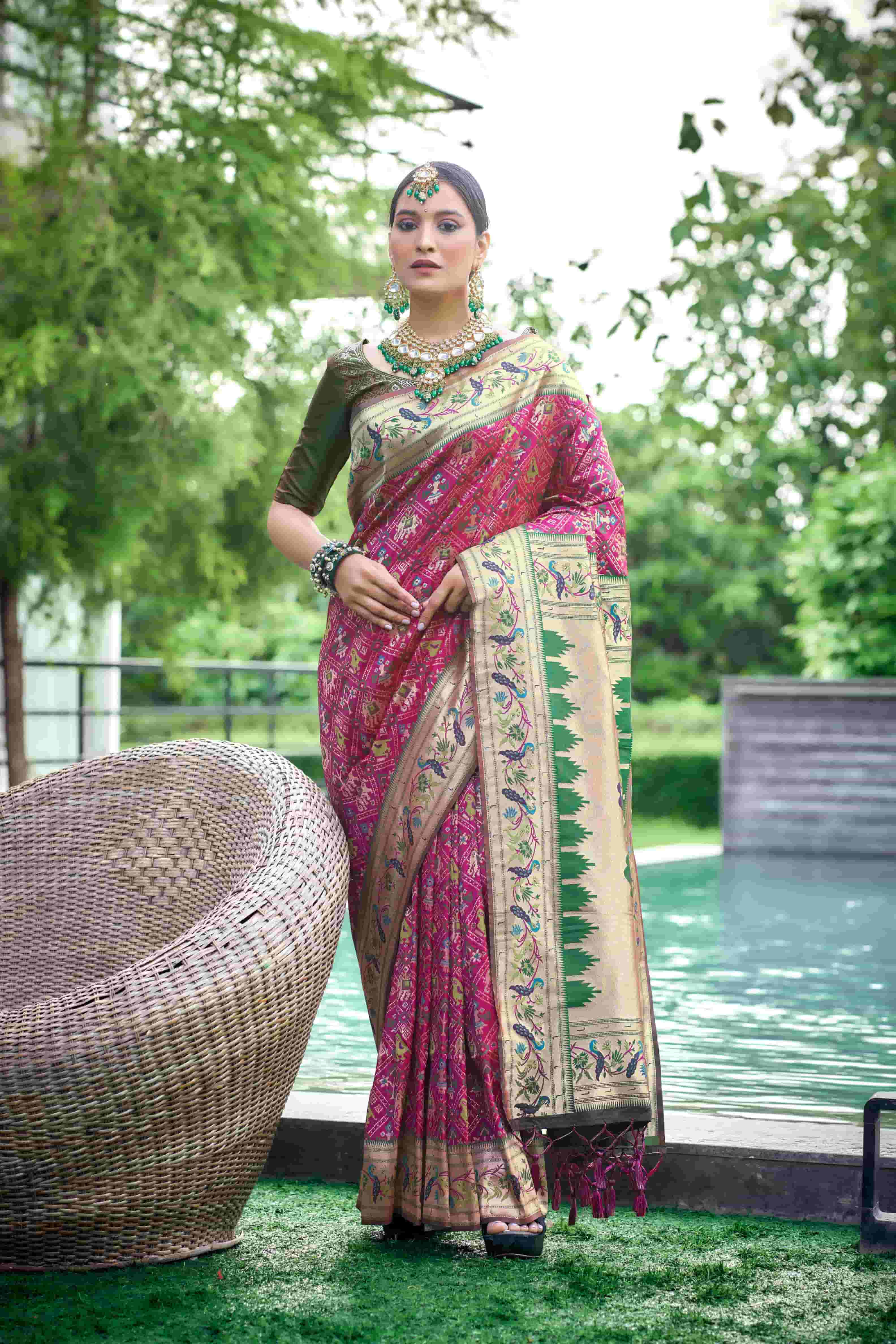 Megenta Color Soft Paithani Silk Saree