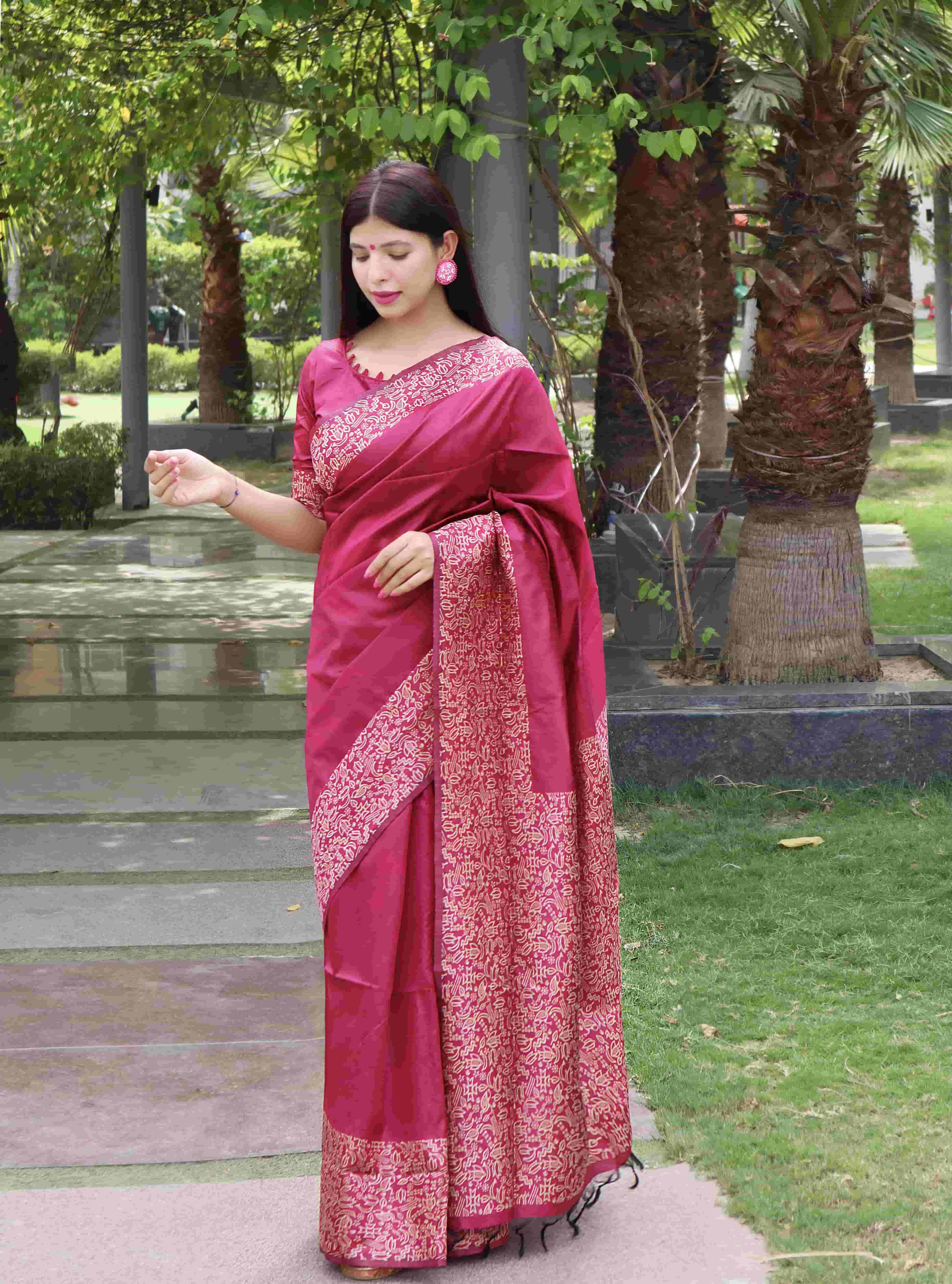 Plain Handloom Raw Silk Saree