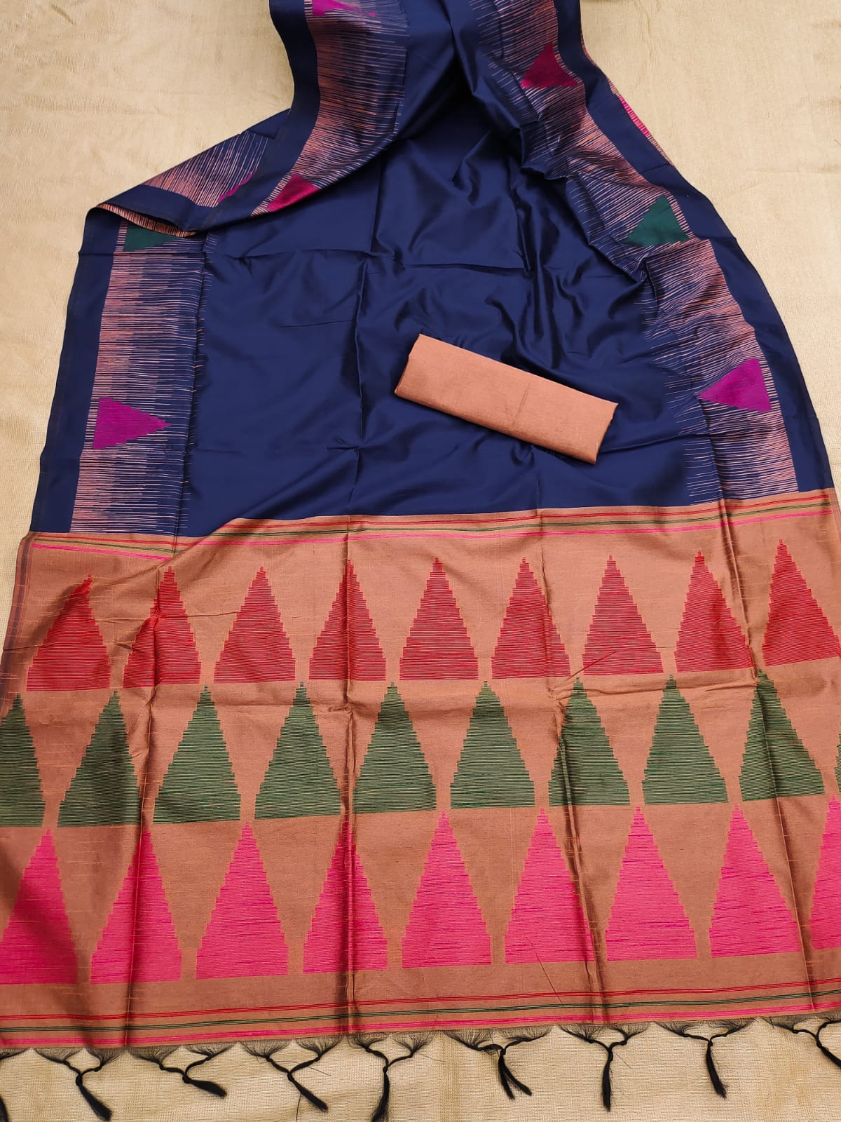 Navy Blue Handloom Silk Saree