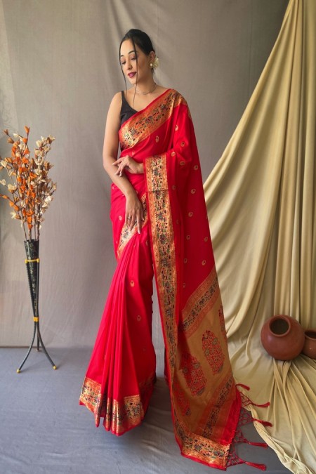 Red Color Paithani Silk Saree