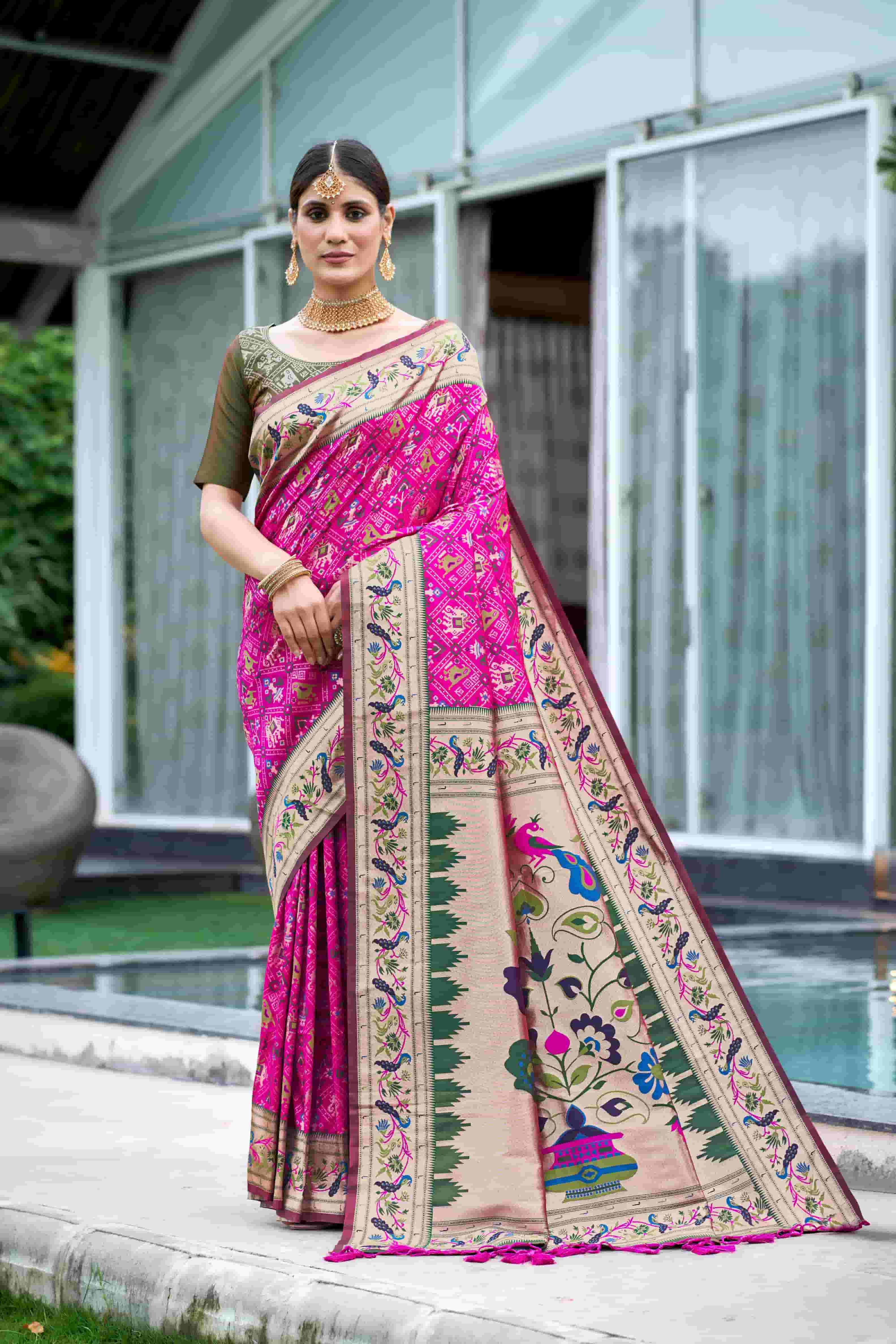 Pink Soft Silk patola Saree