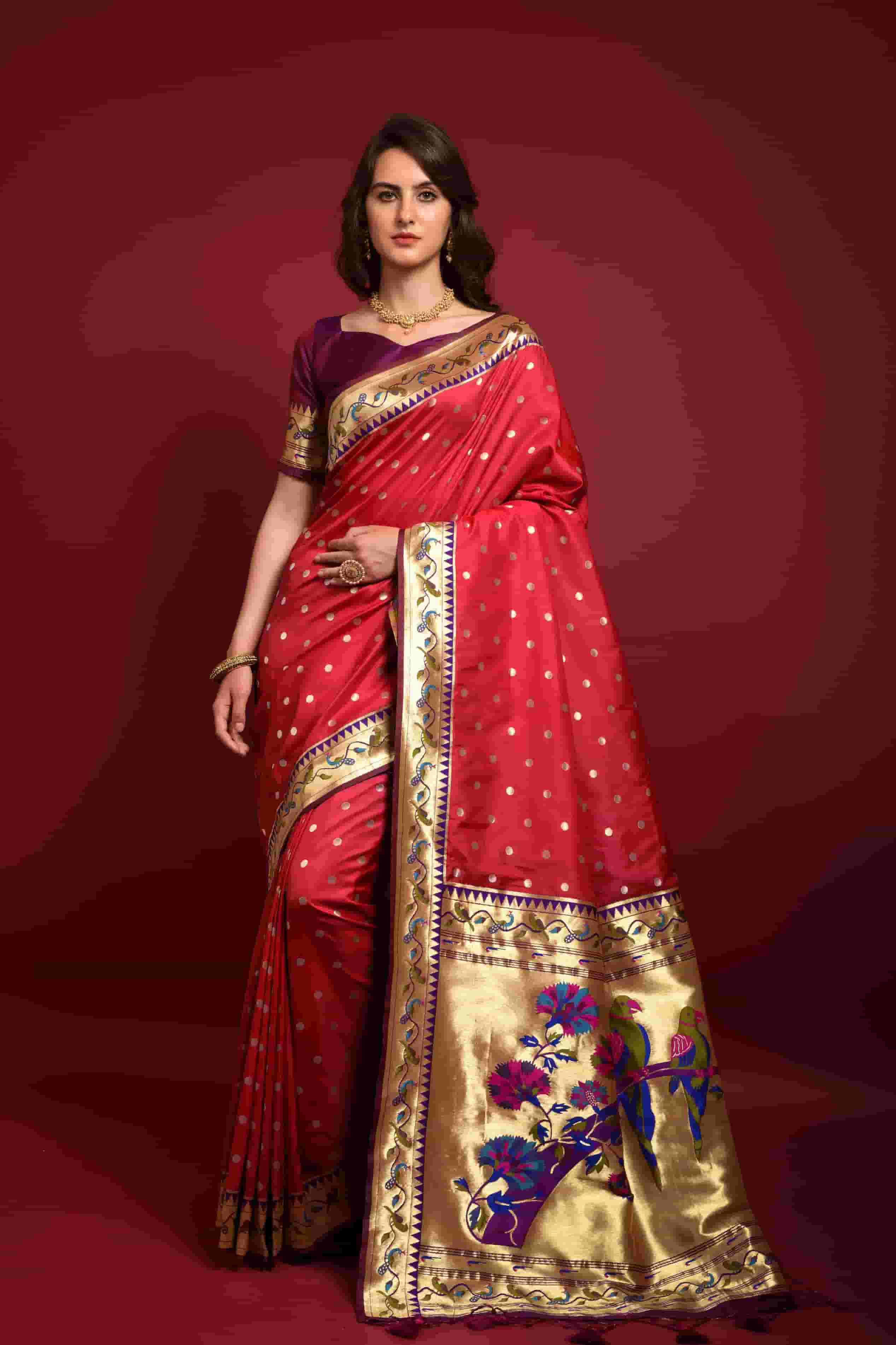 Red Pure Paithani Silk Saree